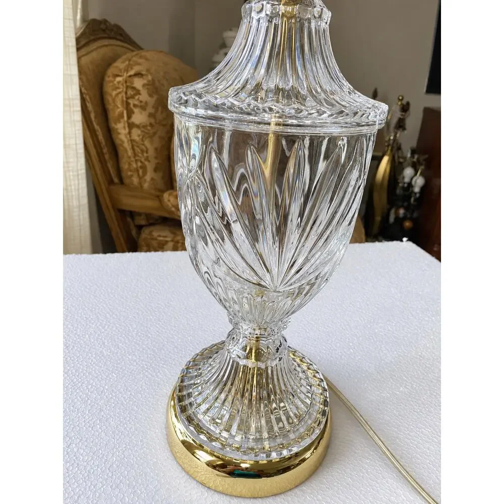vintage cut-glass or crystal table lamp Hollywood Regency or Neoclassical styles